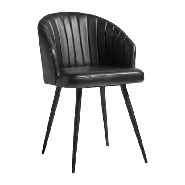 Downtown Leather Tub Chair - Vintage Black Leather