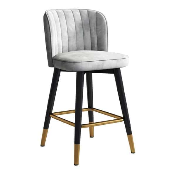 DQ2 Upholstered Fluted Stool - Velvet Grey