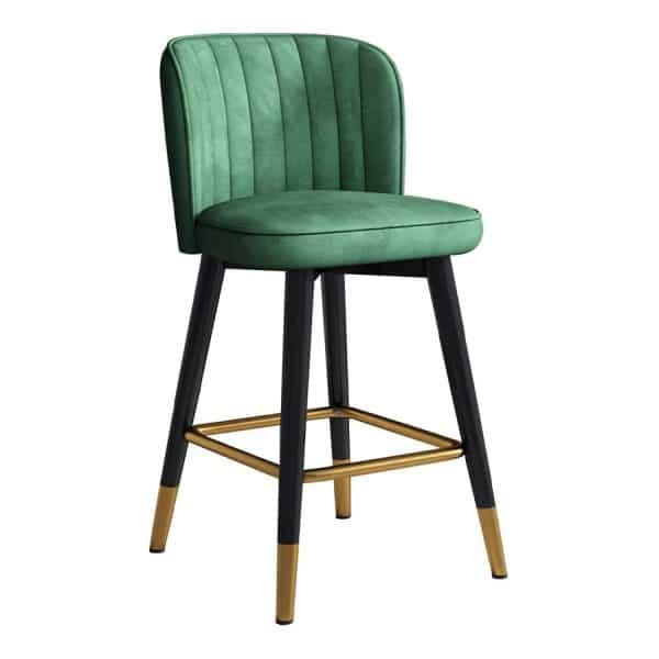 DQ2 Upholstered Fluted Stool - Velvet Green