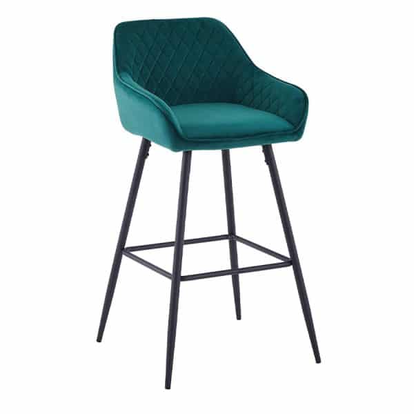 DQ1 Upholstered Quilted Stool - Velvet Teal