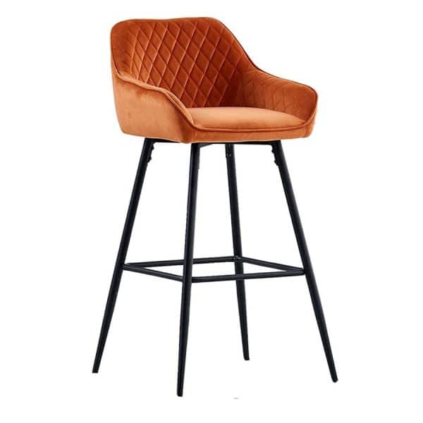 DQ1 Upholstered Quilted Stool - Velvet Orange