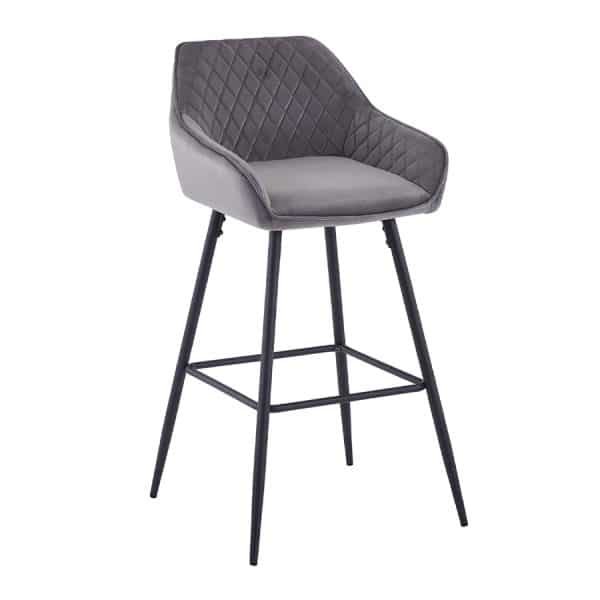 DQ1 Upholstered Quilted Stool - Velvet Grey