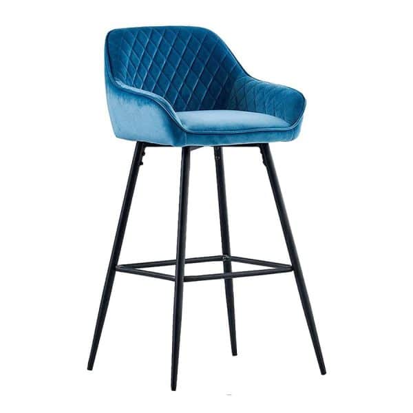 DQ1 Upholstered Quilted Stool - Velvet Blue