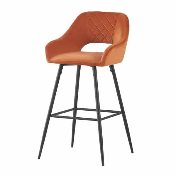 Solace Upholstered Quilted Stool - Velvet Orange