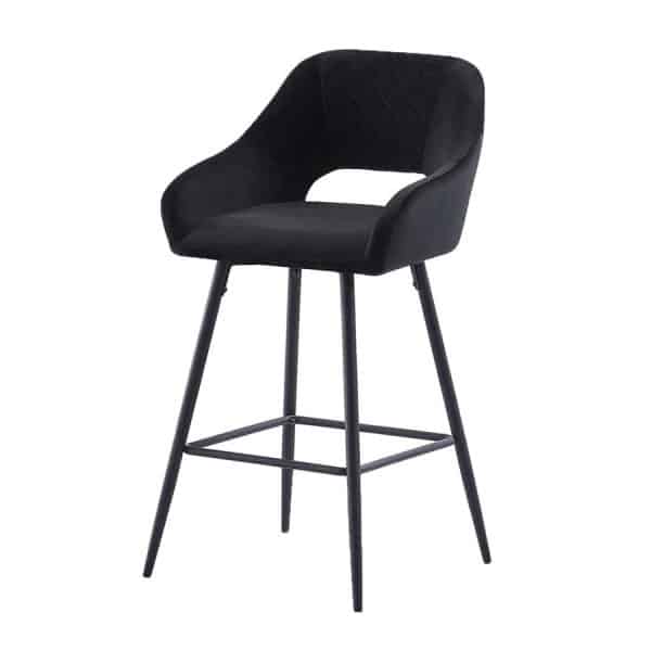 Solace Upholstered Quilted Stool - Velvet Black