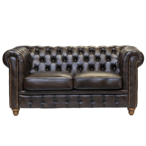 Contract Use Real Leather Chesterfield Sofa - Brown