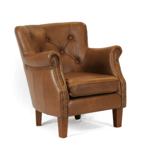 Contract Use Real Leather Concord Winged Chair - Tan