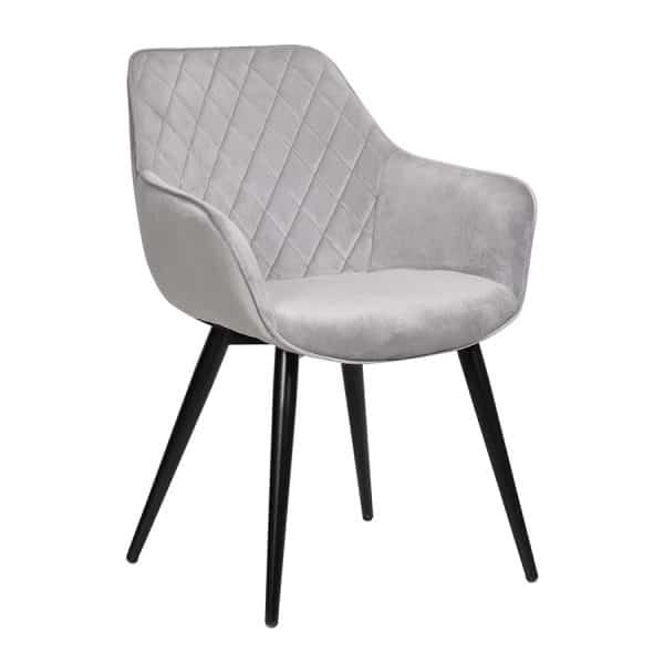 DQ1 Diamond Quilted Chair - Light Grey Velvet