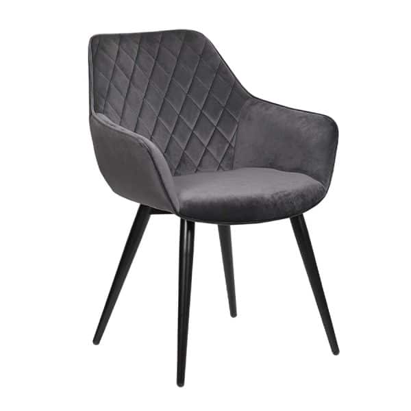 DQ1 Diamond Quilted Chair - Dark Grey Velvet