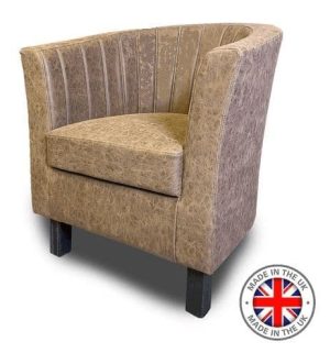 Monaco Fluted Designer Tub Style Chair - Distressed Leather - 60 Colours