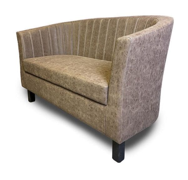 Monaco Fluted Designer Tub Style Sofa - Distressed Leather - 60 Colours