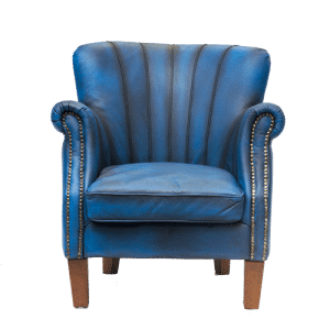 Contract Use Real Leather Prodigy Winged Chair - Blue