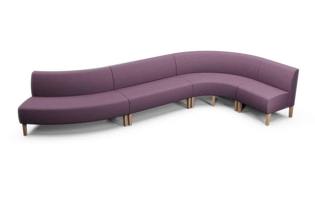 A run of Serene Curved Bench Seats in a row, ideal for open plan commercial settings