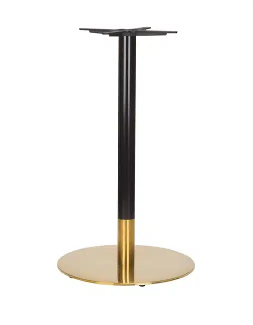 Black and gold statement table base for high-end commercial interiors.