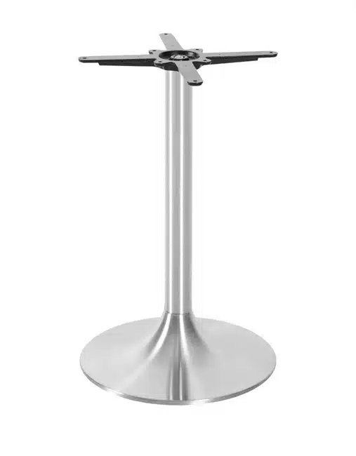 Sleek trumpet pedestal table base for modern hospitality environments.