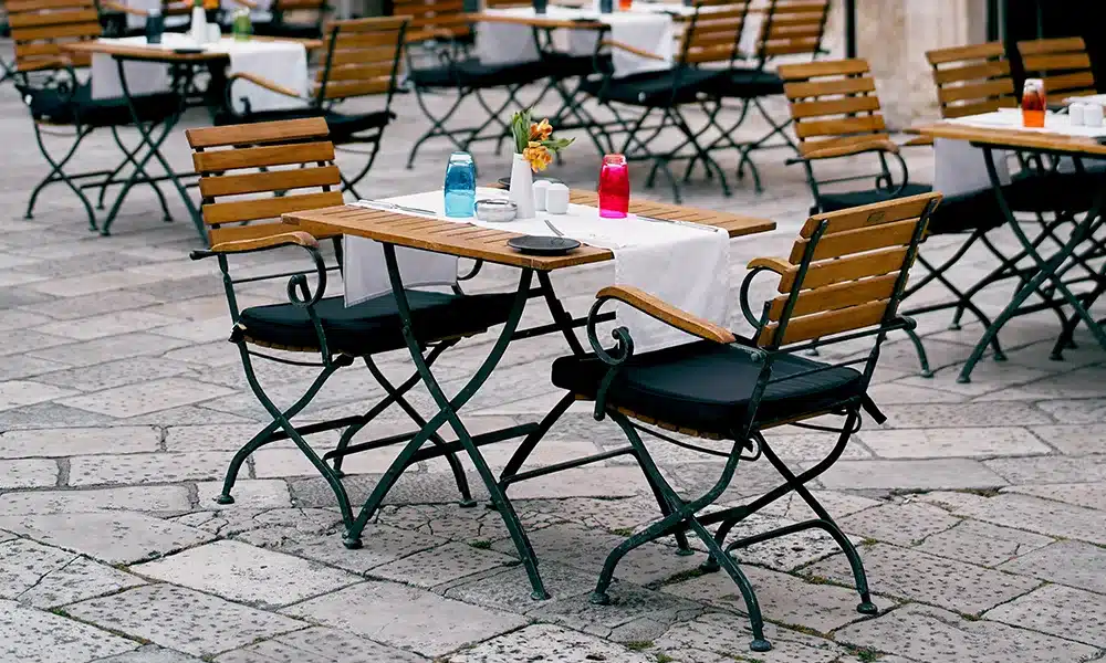 Aluminium frame outdoor furniture built for commercial trade use by HCF Contract Furniture