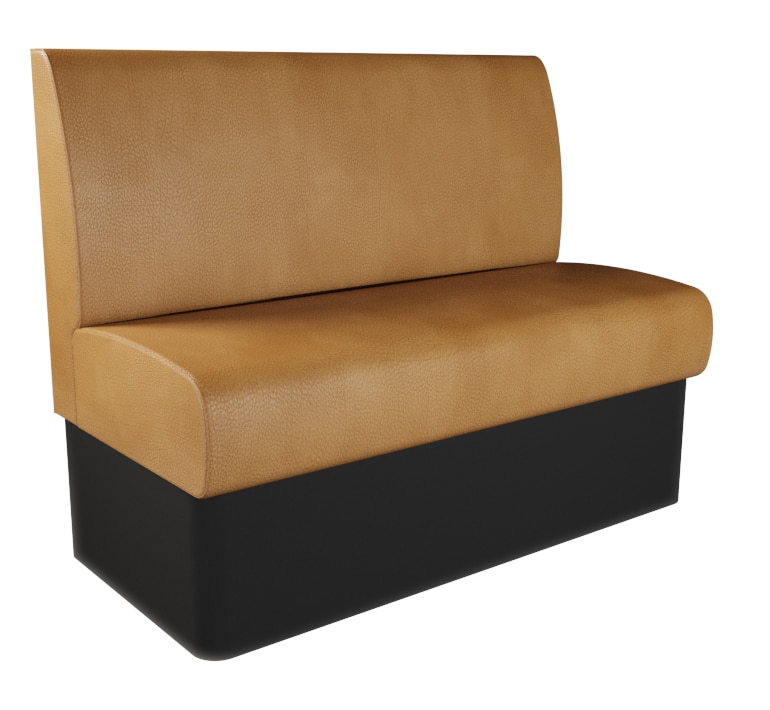 Studio shot of a standard height plain back booth unit on a white studio background, showing the plain back design