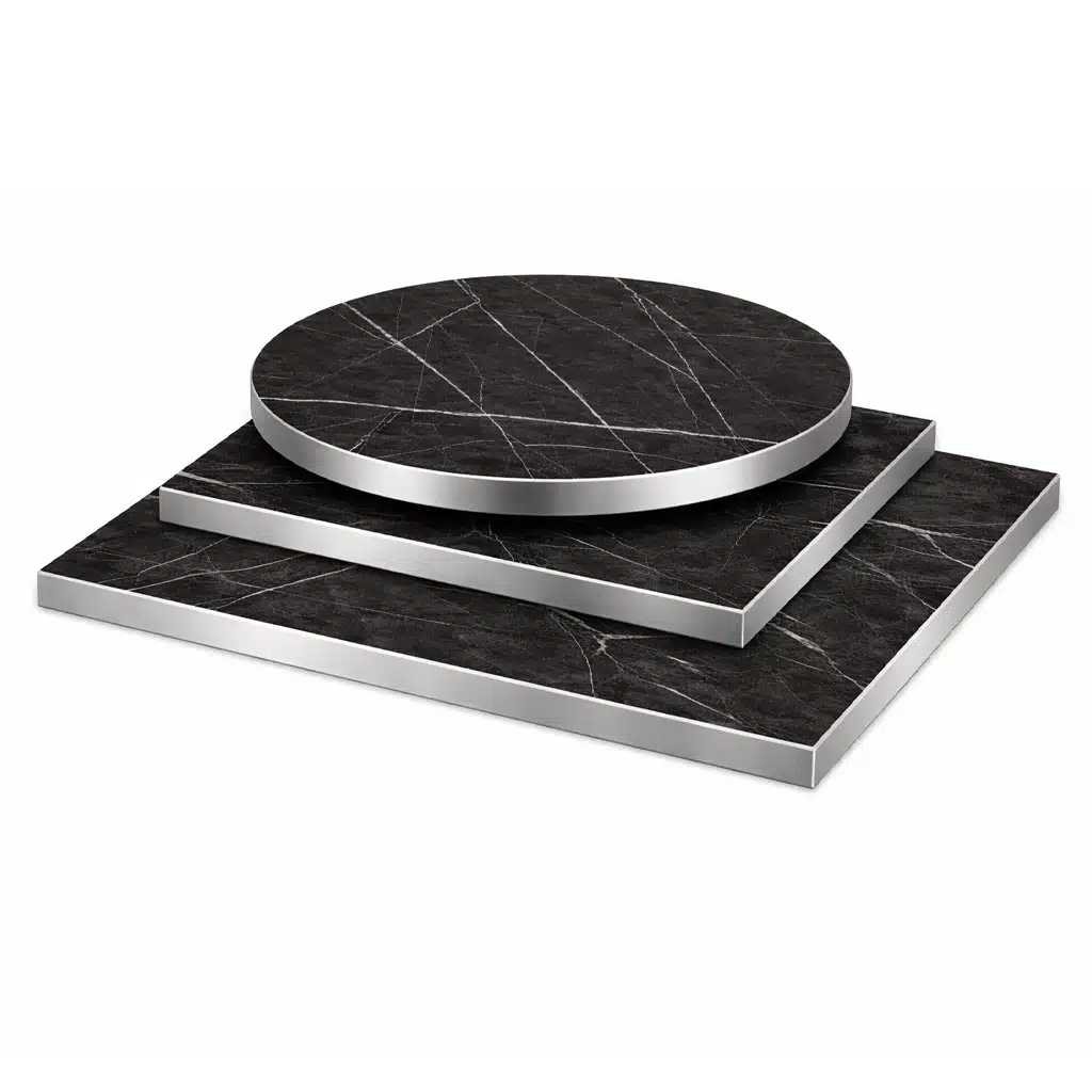 F296 Black Pietra Grigia Silver Edge - Contract Laminate Table Tops