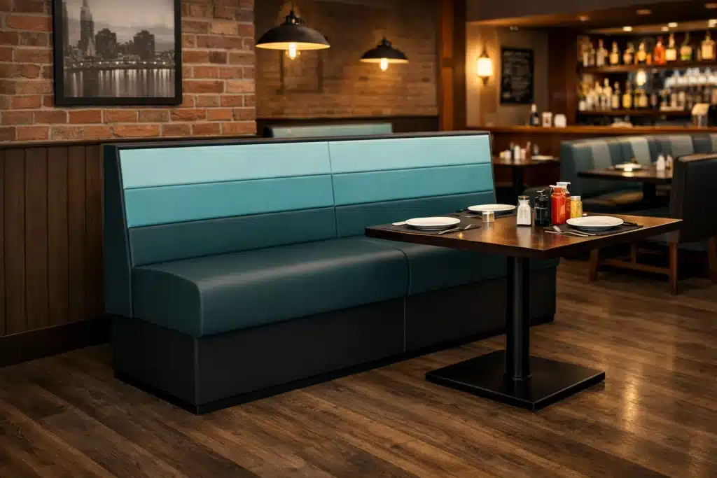 Horizontal Booth Seating in a restaurant setting