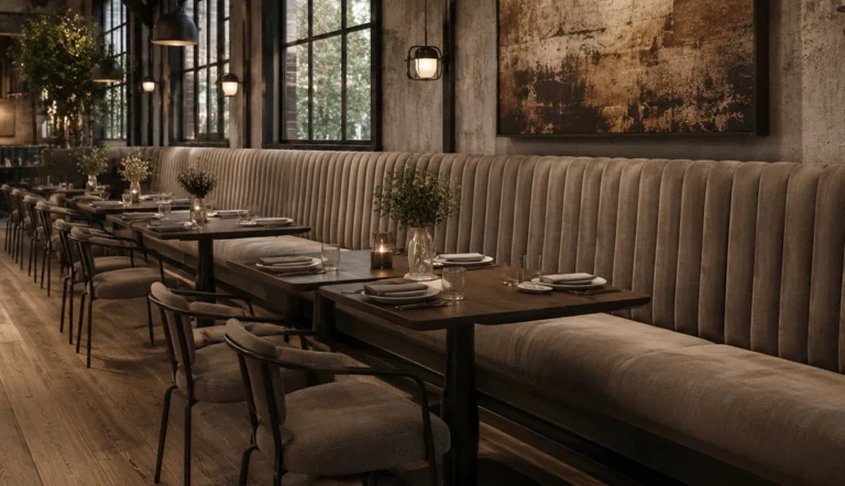 Deep Fluted Back Industrial Luxue Style Banquette Seating - Industrial Hospitality Furniture