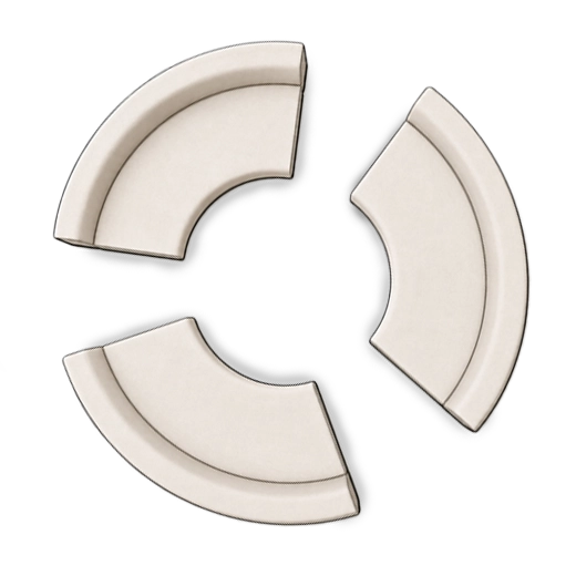 Circular-style booth seating with split access for commercial dining spaces