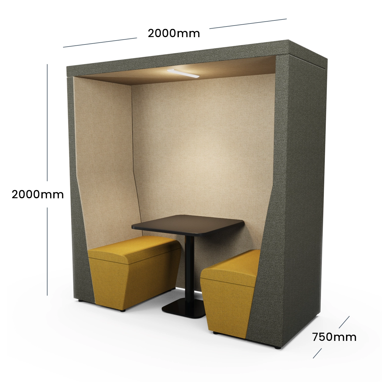 Qube Office Double Two Seater Meeting Pod Closed Back